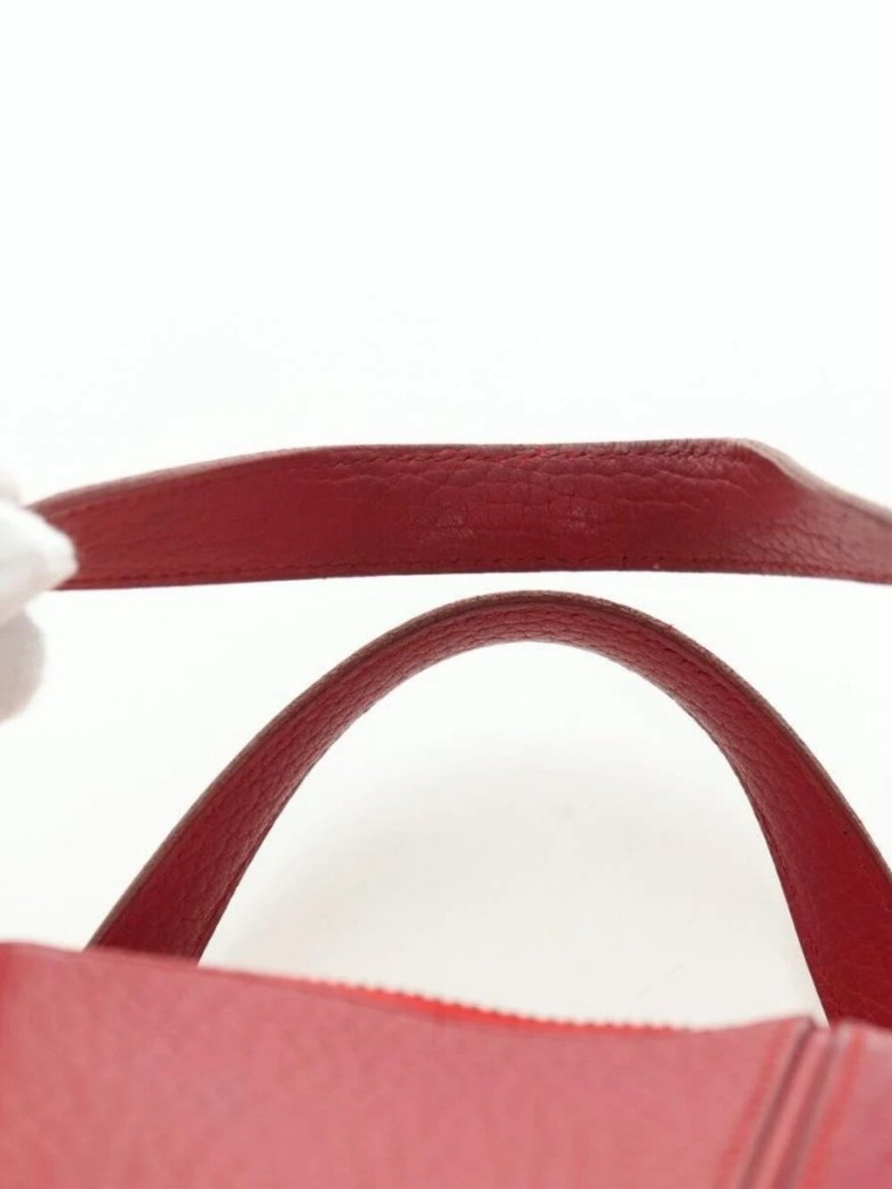 HERMES Ildvo Hand Bag Leather Red Gold Auth bs34829V - Picture 9 of 16